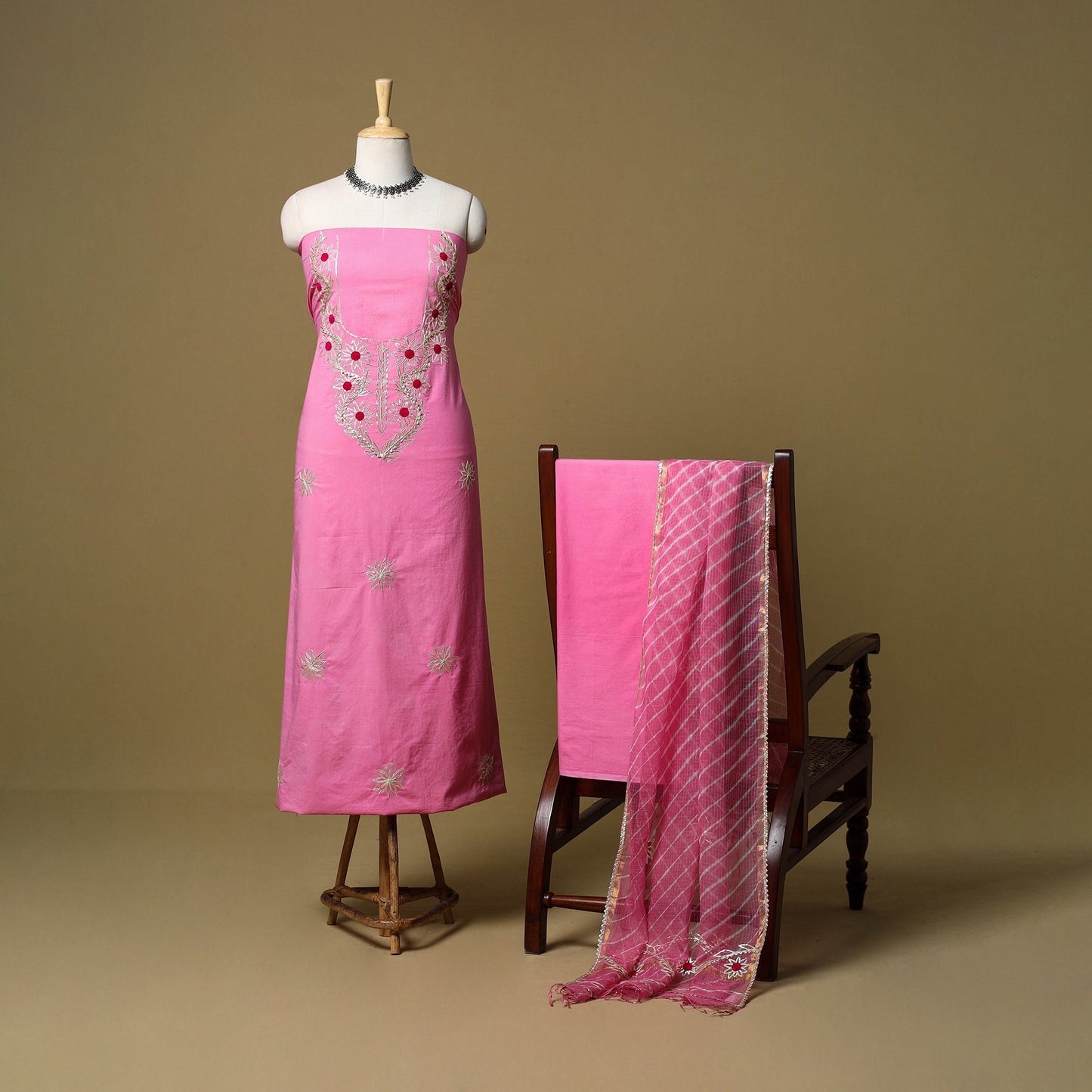 Kacchi gota patti work natural dyed pure cotton 3pc