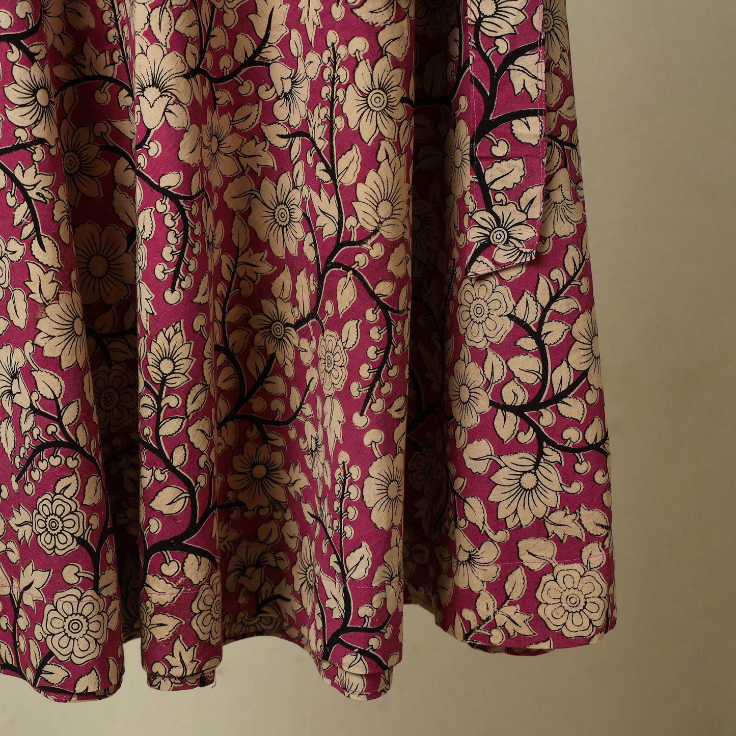 Pink - kalamkari cotton wrap around skirt 16 - handcrafted