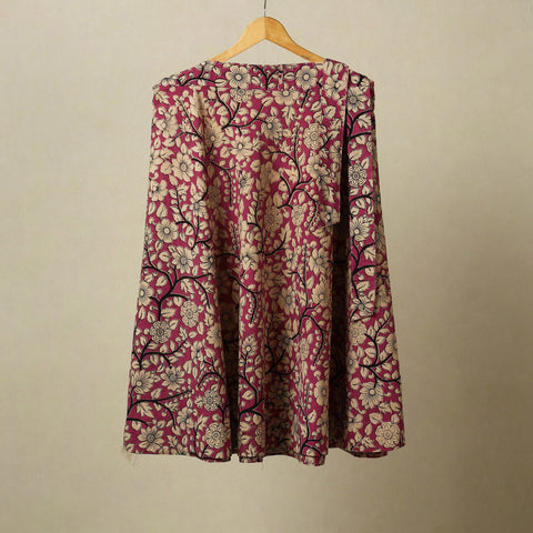 Pink - kalamkari cotton wrap around skirt 16 - handcrafted