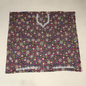 Pink Kalamkari Print Hand Embroidery Cotton Blouse Piece