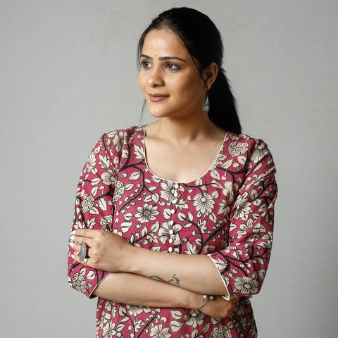  Kalamkari Printed Cotton Kurta For Women