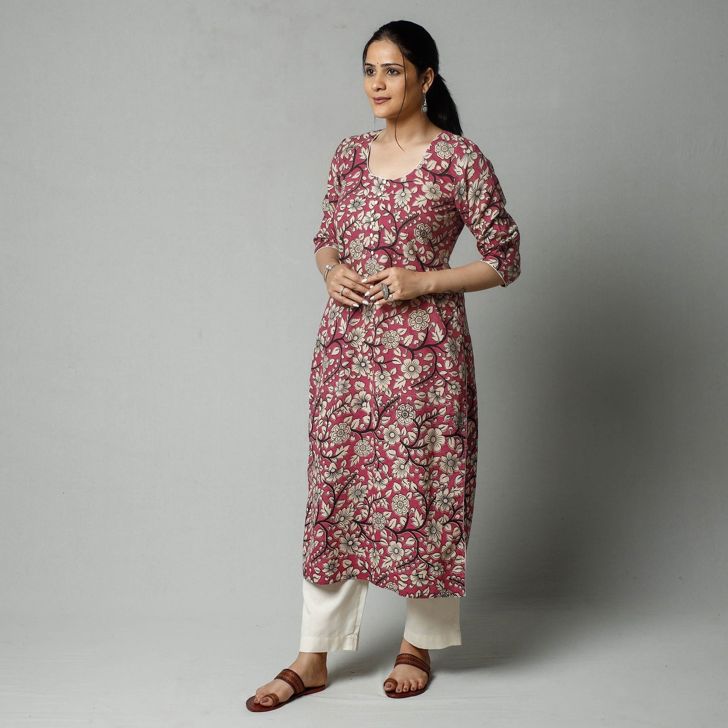  Kalamkari Printed Cotton Kurta For Women