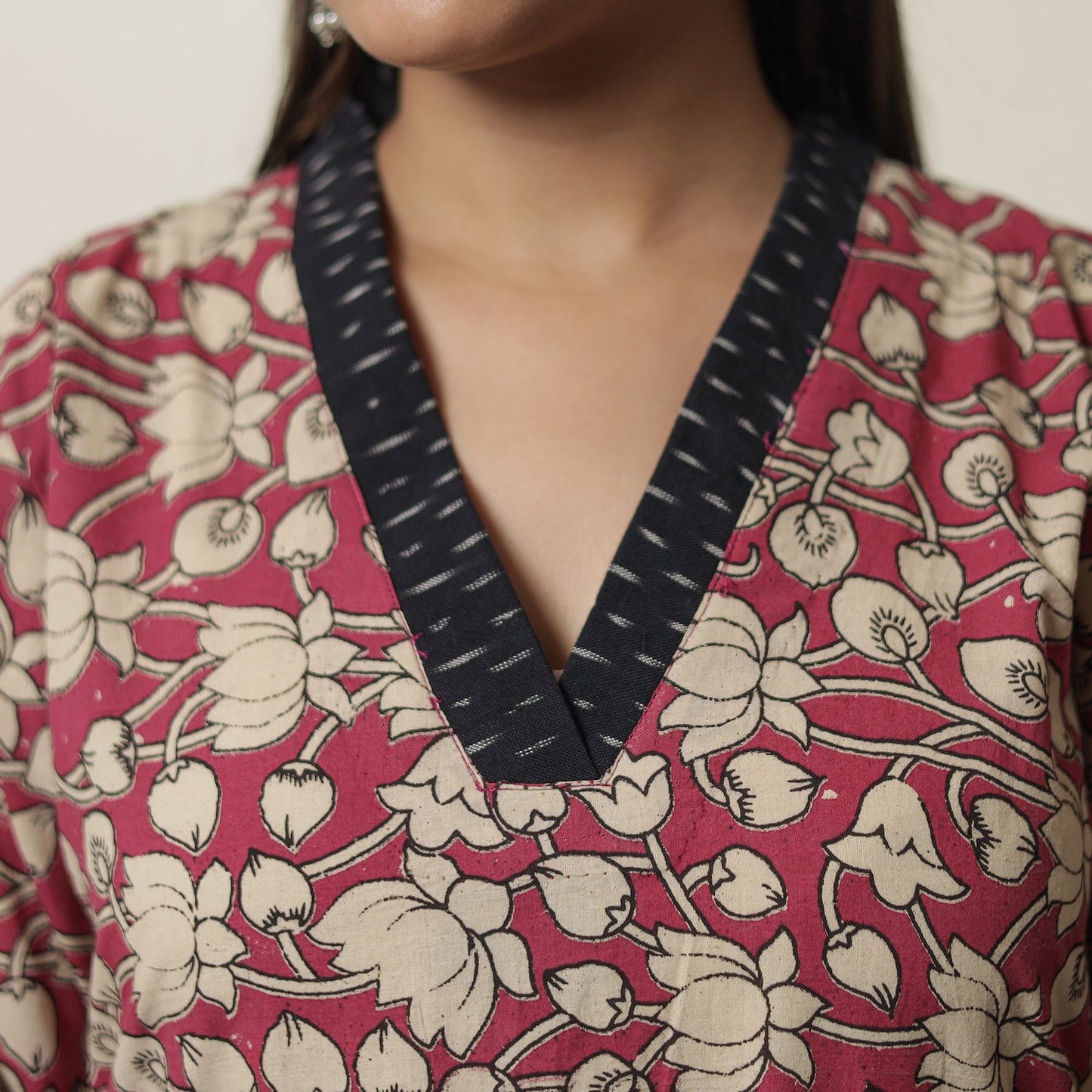  Kalamkari Printed Cotton A-Line Kurta For Women