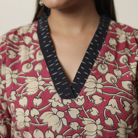 Kalamkari Printed Cotton A-Line Kurta For Women