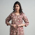 Pink - kalamkari printed cotton a-line long kurta