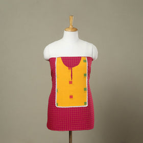 Buy Pink Kanchipuram Patchwork Cotton Kurta Material