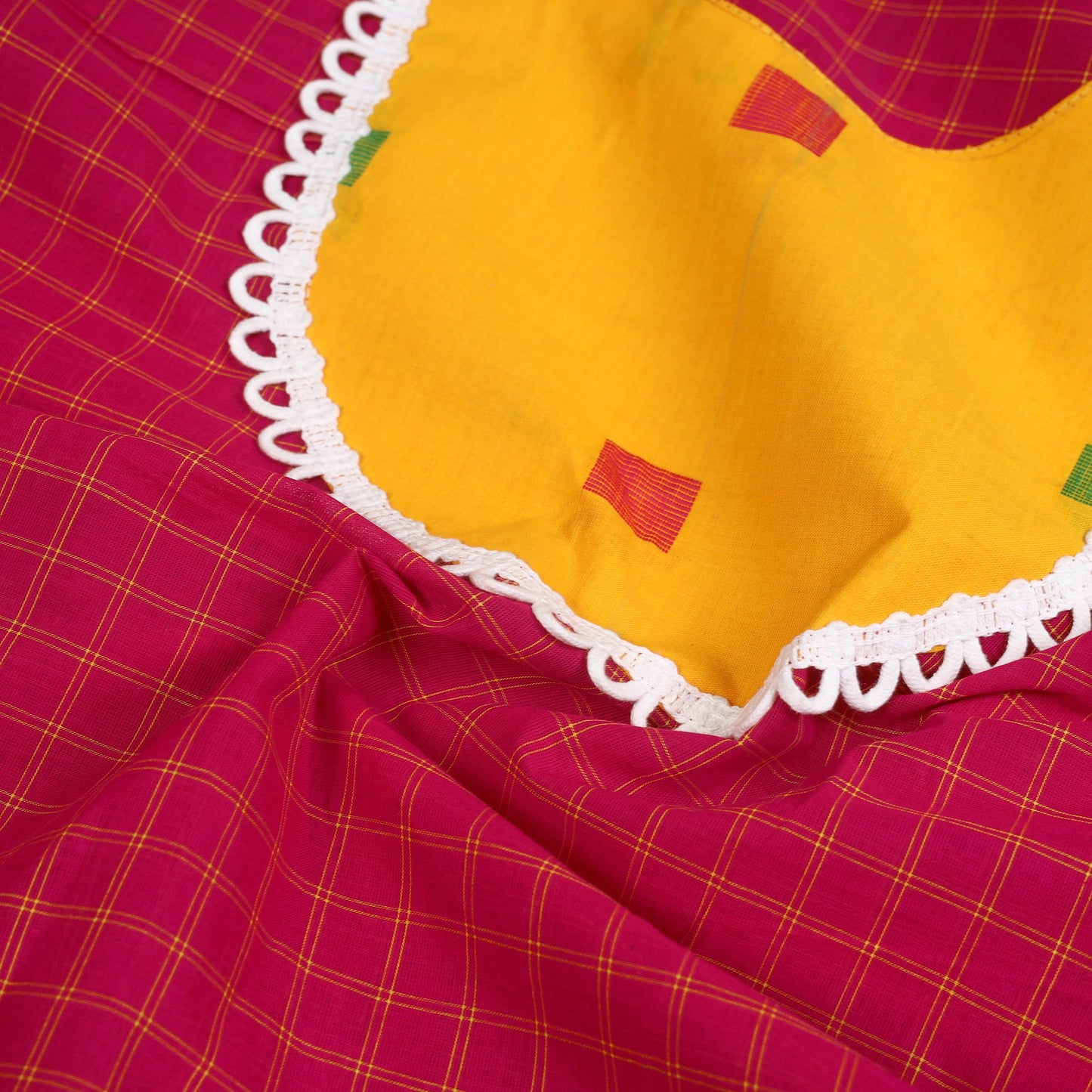 Buy Pink Kanchipuram Patchwork Cotton Kurta Material