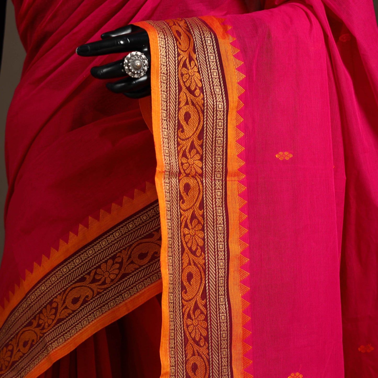 Pink - kandangi buti chettinad cotton saree with border 16