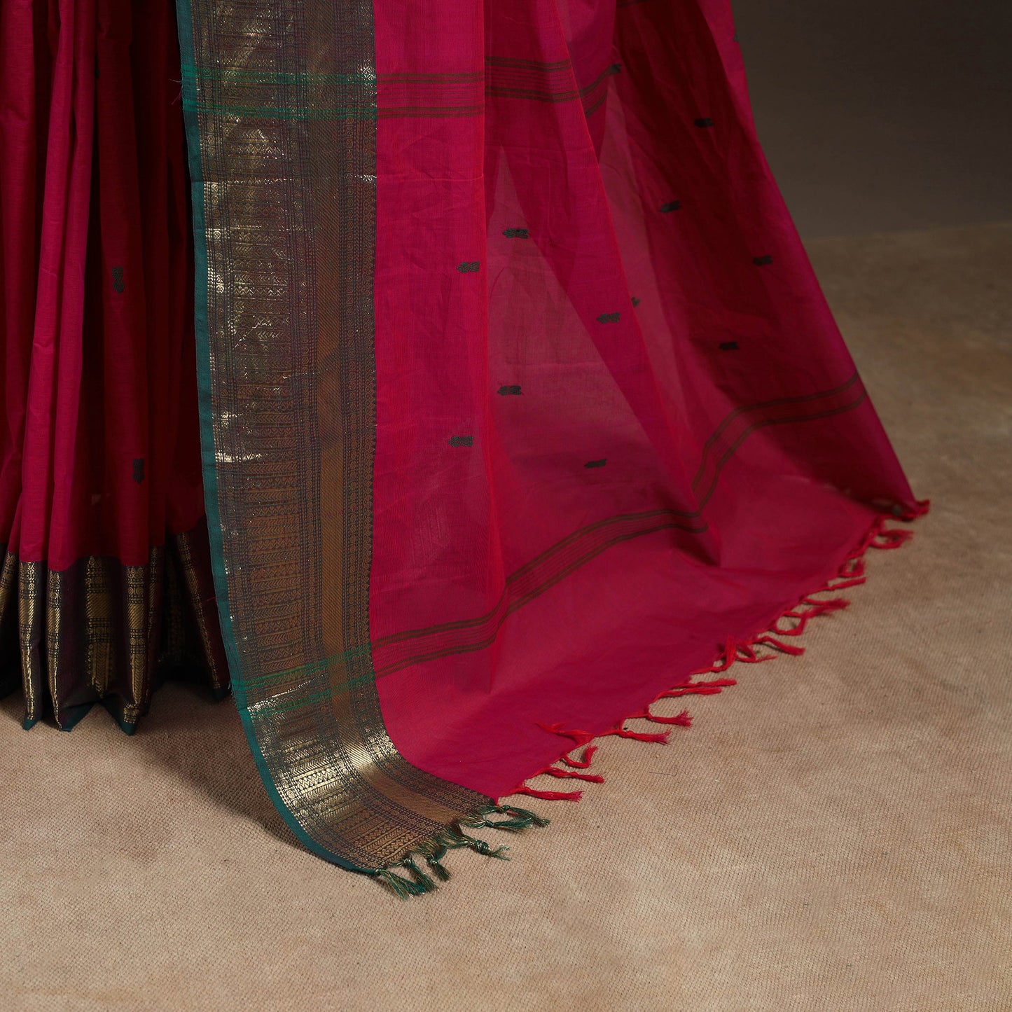 Pink - kandangi buti chettinad cotton saree with border 21