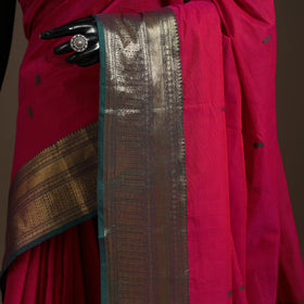 Pink - kandangi buti chettinad cotton saree with border 21