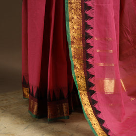 Pink Kandangi Chettinad Cotton Saree with Border