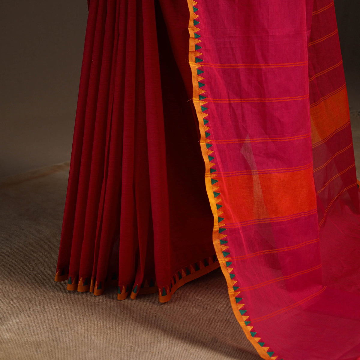 Pink - kandangi chettinad cotton saree with border 62