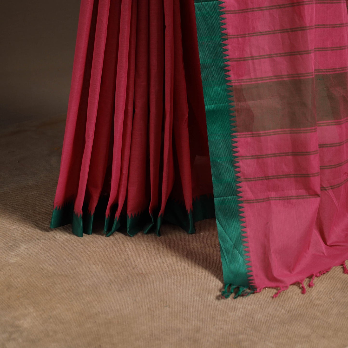 Pink - kandangi chettinad cotton saree with border 68