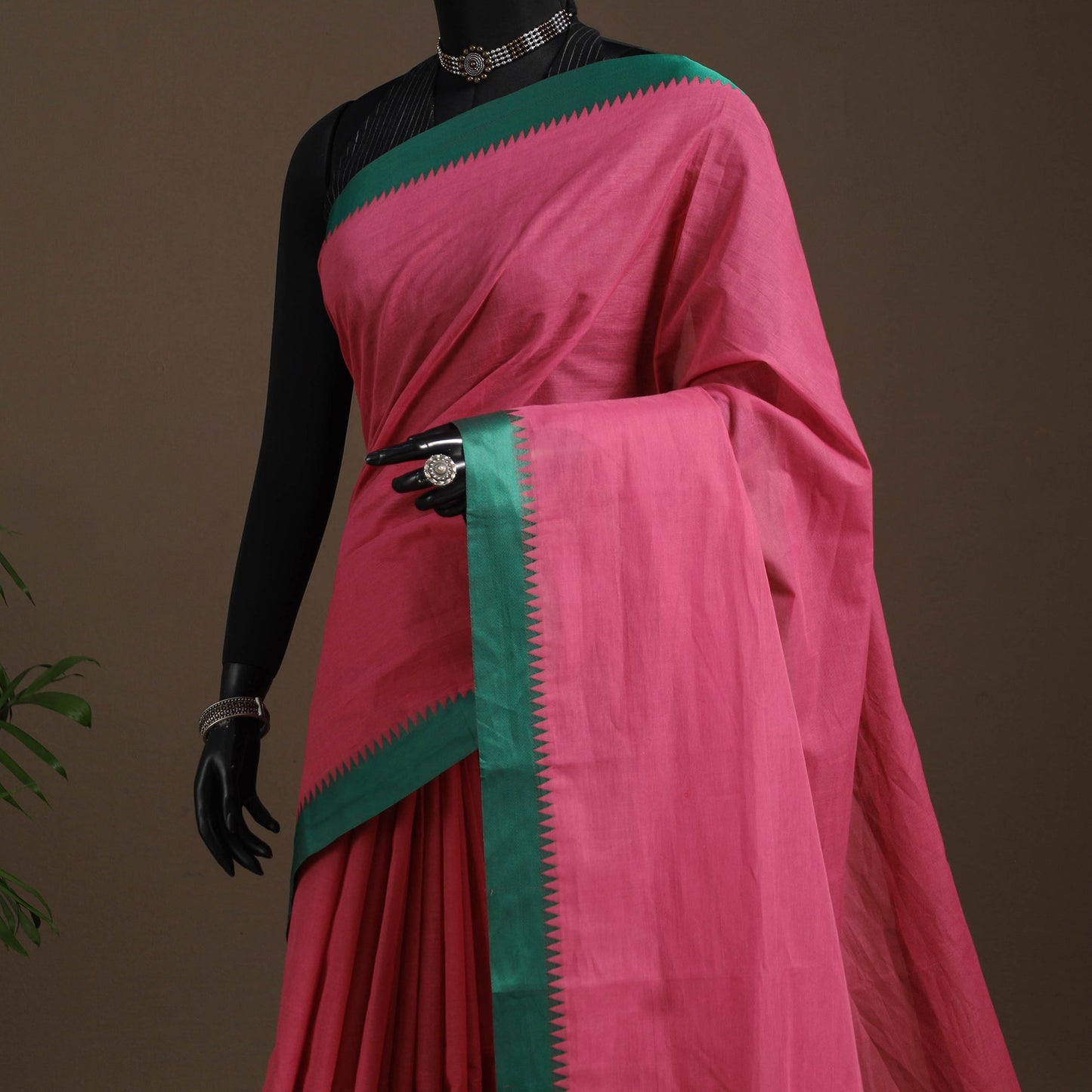 Pink - kandangi chettinad cotton saree with border 68