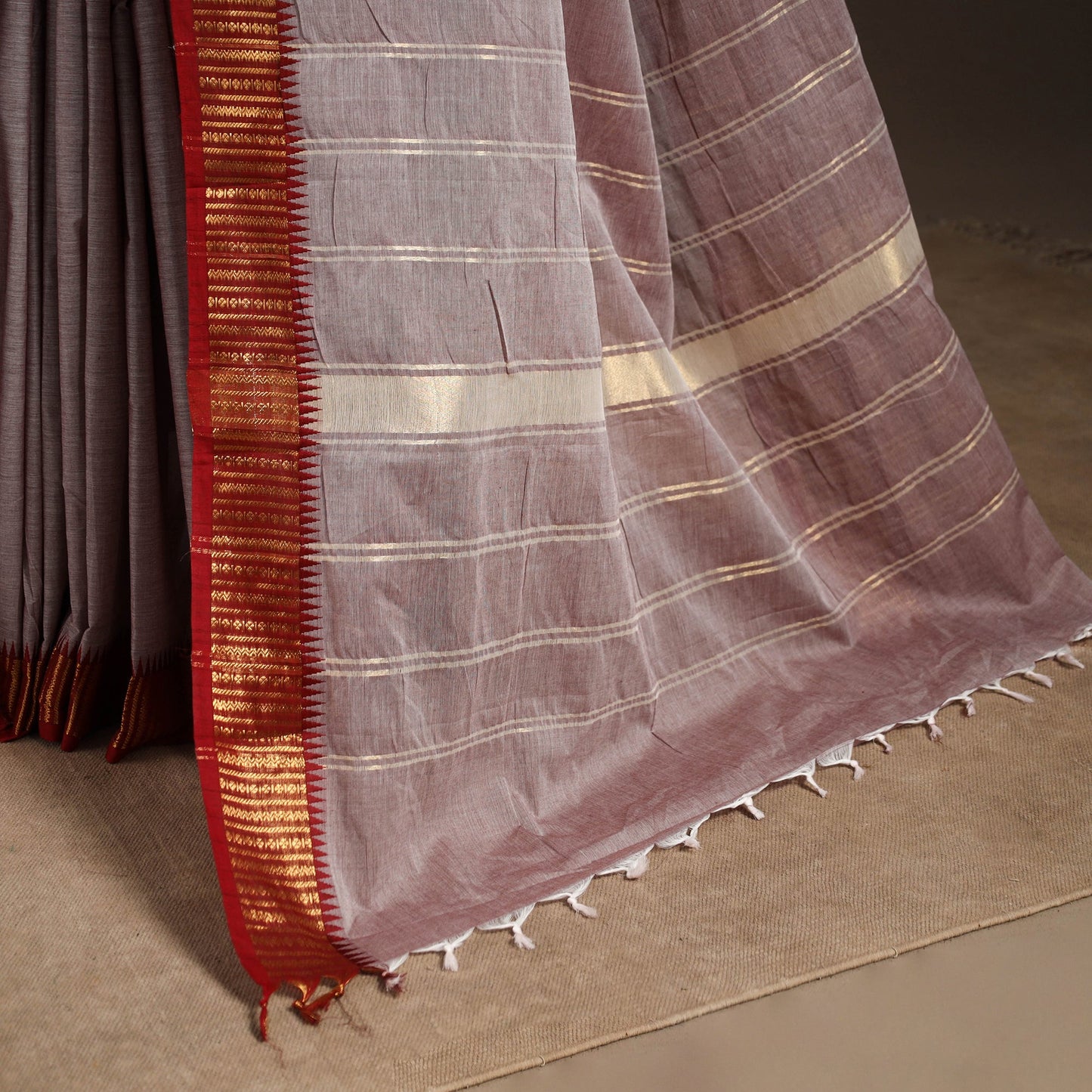 Pink - kandangi chettinad cotton saree with border 89