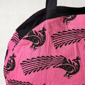  Kantha Work Block Print Cotton Shoulder Bag 