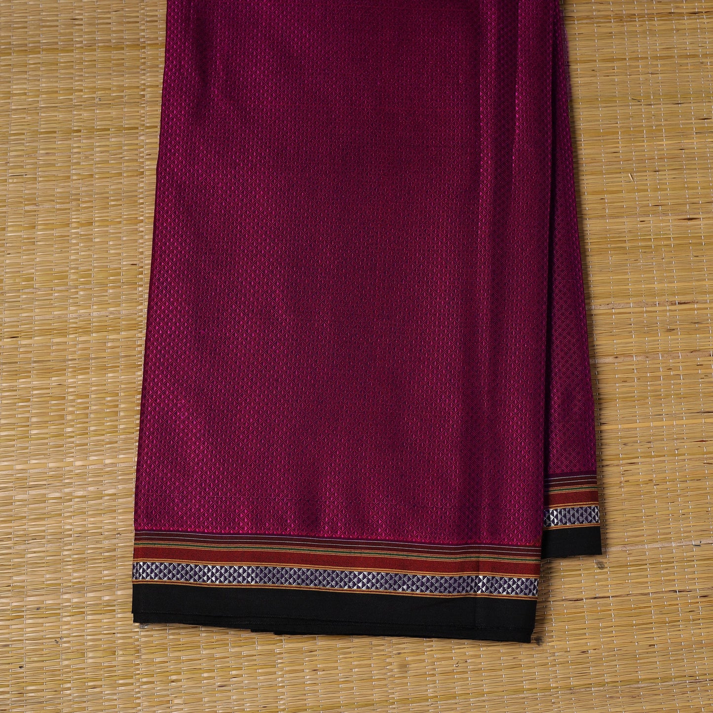 Pink - karnataka weave cotton khun fabric 02 - handcrafted