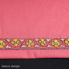 Pink - kashida hand embroidery cotton unstitched kurta