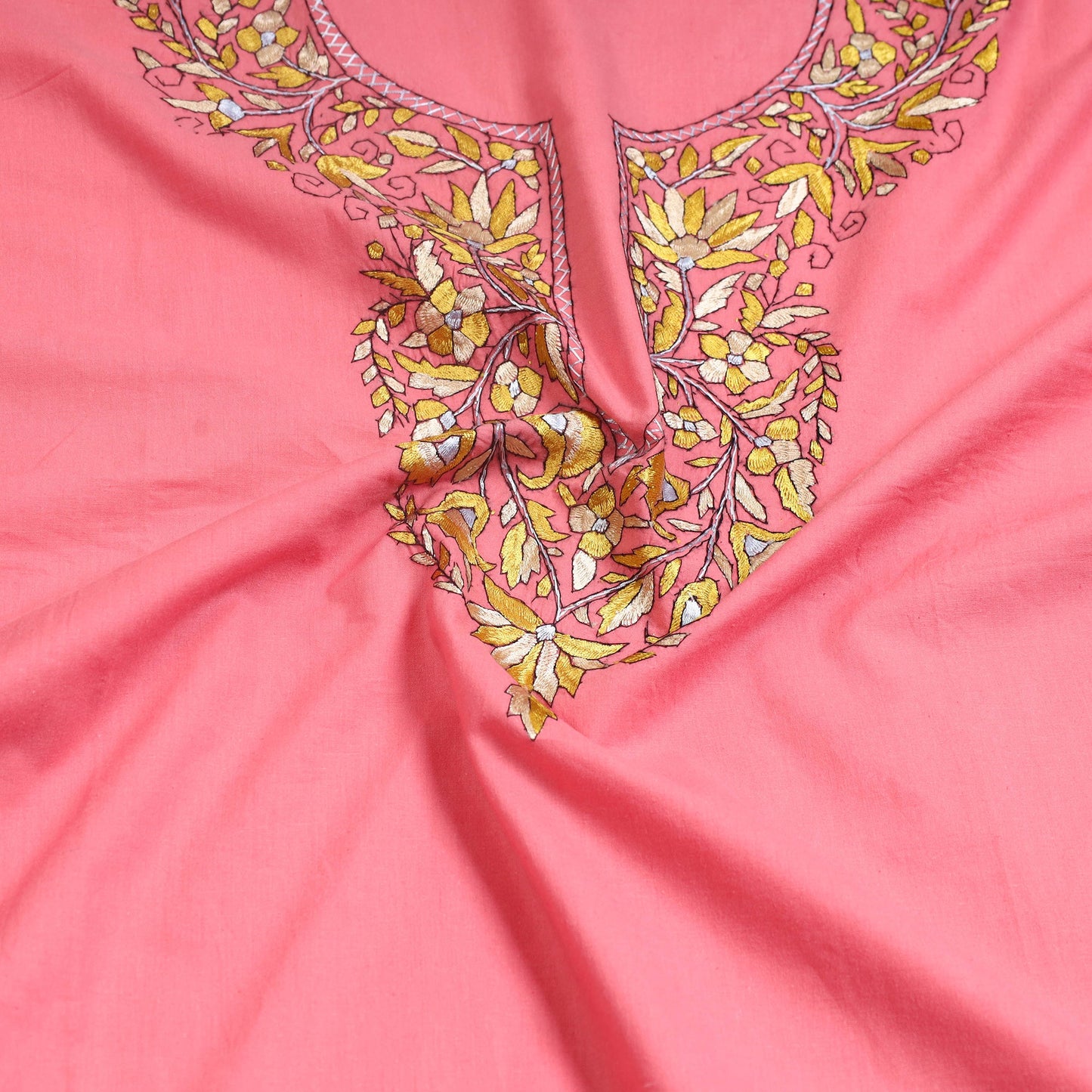 Pink - kashida hand embroidery cotton unstitched kurta