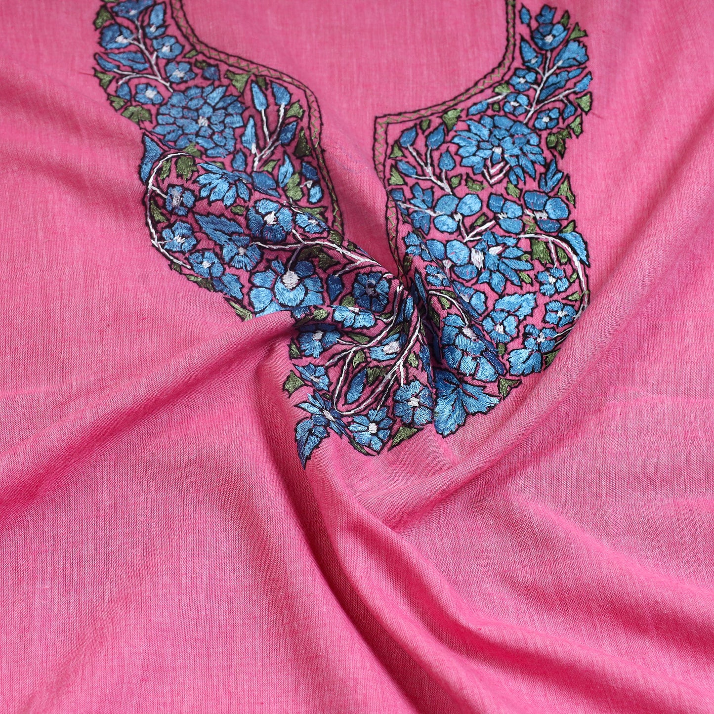 Pink - kashida hand embroidery cotton unstitched kurta