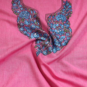Pink - kashida hand embroidery cotton unstitched kurta