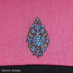 Pink - kashida hand embroidery cotton unstitched kurta