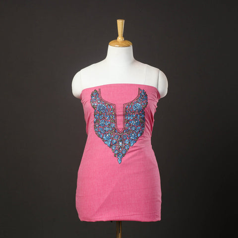 Pink - kashida hand embroidery cotton unstitched kurta