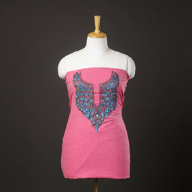 Pink - kashida hand embroidery cotton unstitched kurta