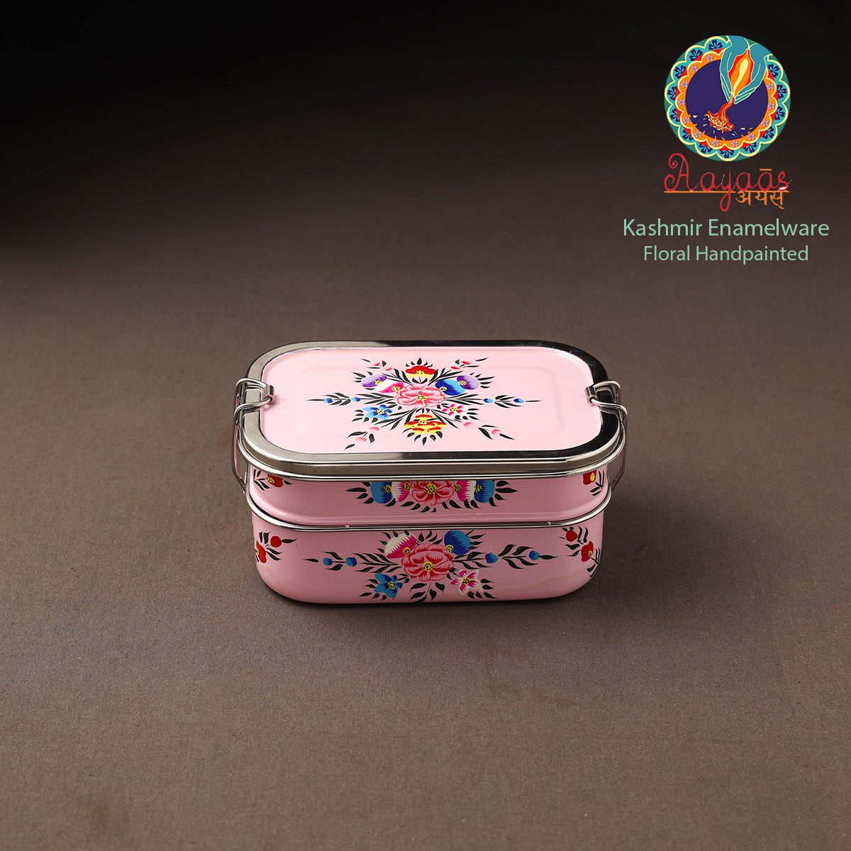 Kashmir enamelware floral handpainted stainless steel 2