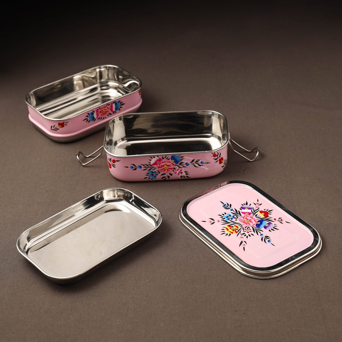 Kashmir enamelware floral handpainted stainless steel 2