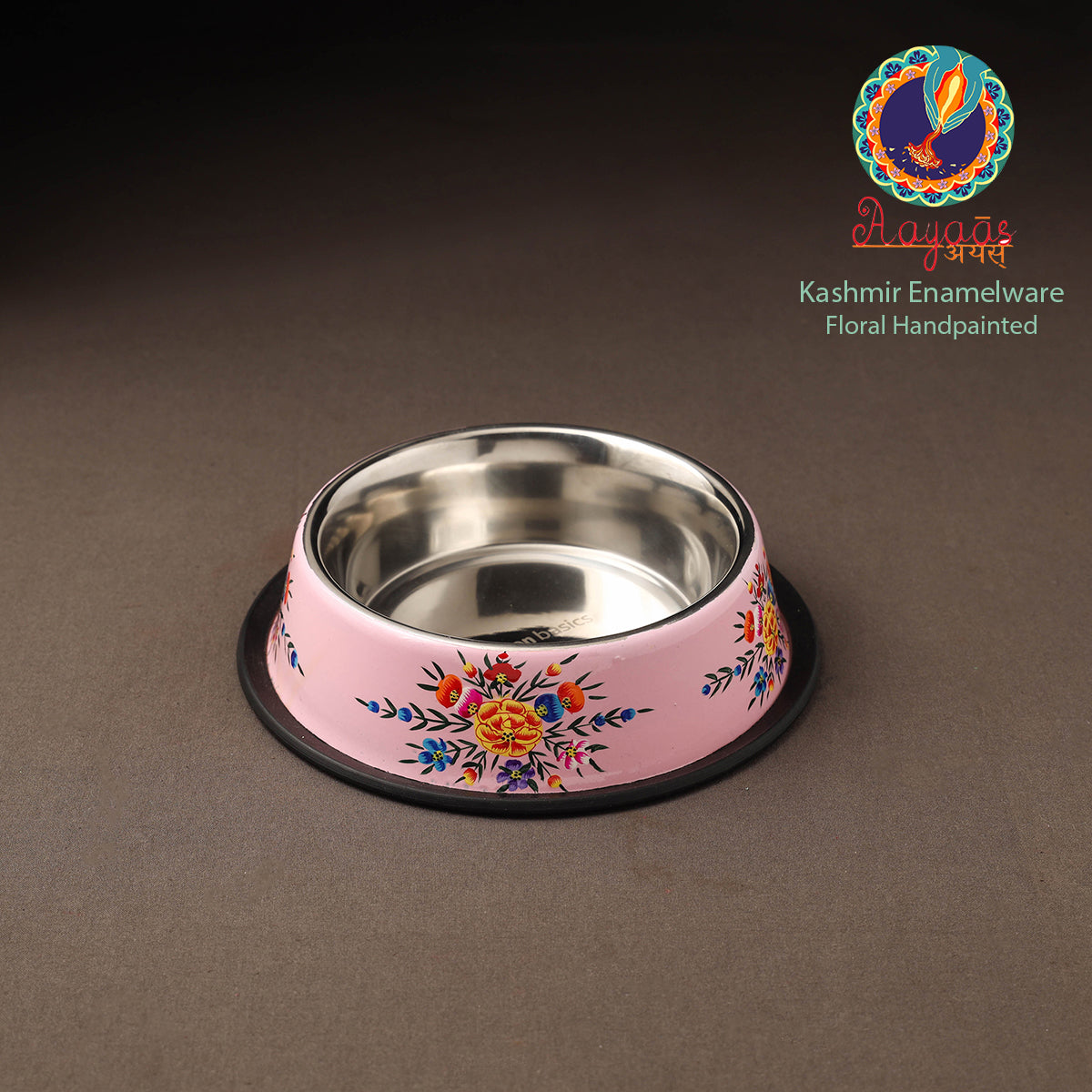 Kashmir enamelware floral handpainted stainless steel pet