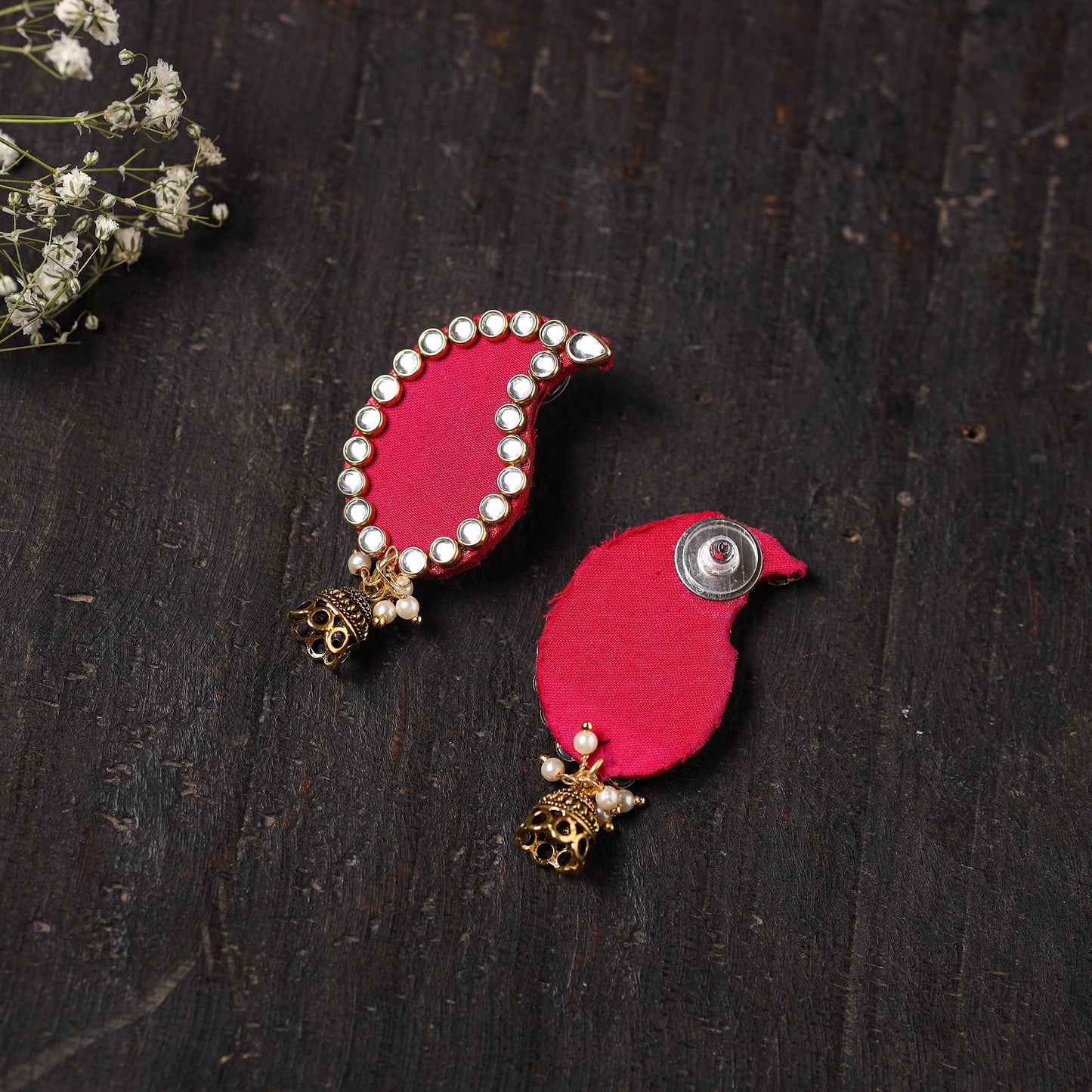 Buy Kavya Stone Work Fabart Earrings 