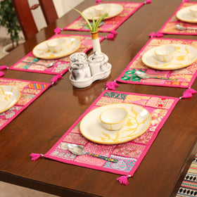 Pink - khambadiya patchwork cotton table mats (set of 6) 09
