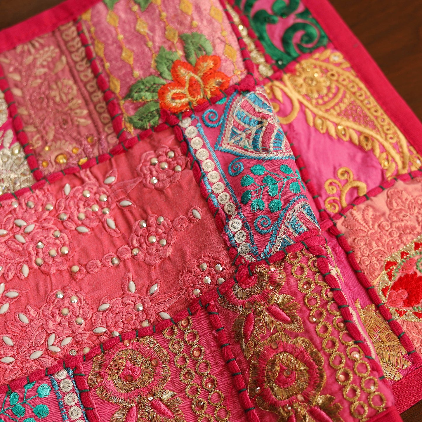 Pink - khambadiya patchwork cotton table mats (set of 6) 09