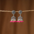 Pink Khushi German Silver Beaded Jhumki Earrings