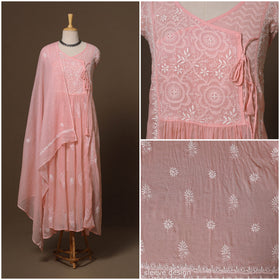 Kota doria chanderi semi stitched chikankari hand