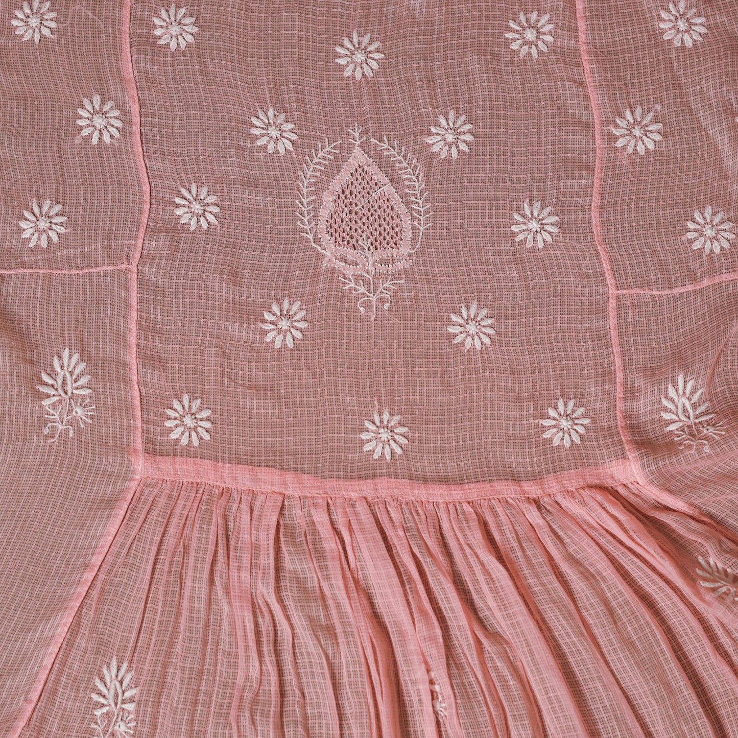 Kota doria chanderi semi stitched chikankari hand