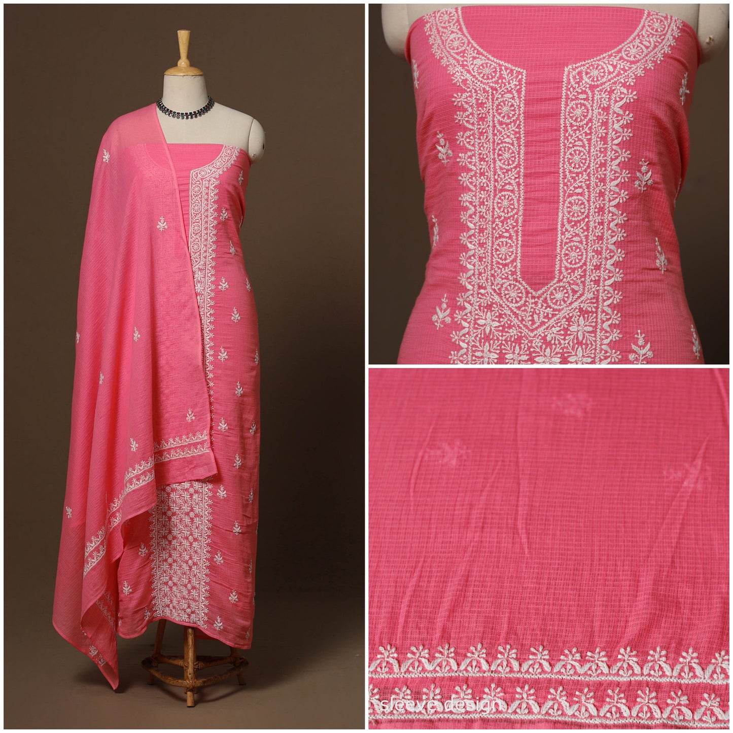 Kota doria cotton chikankari hand embroidered 2pc