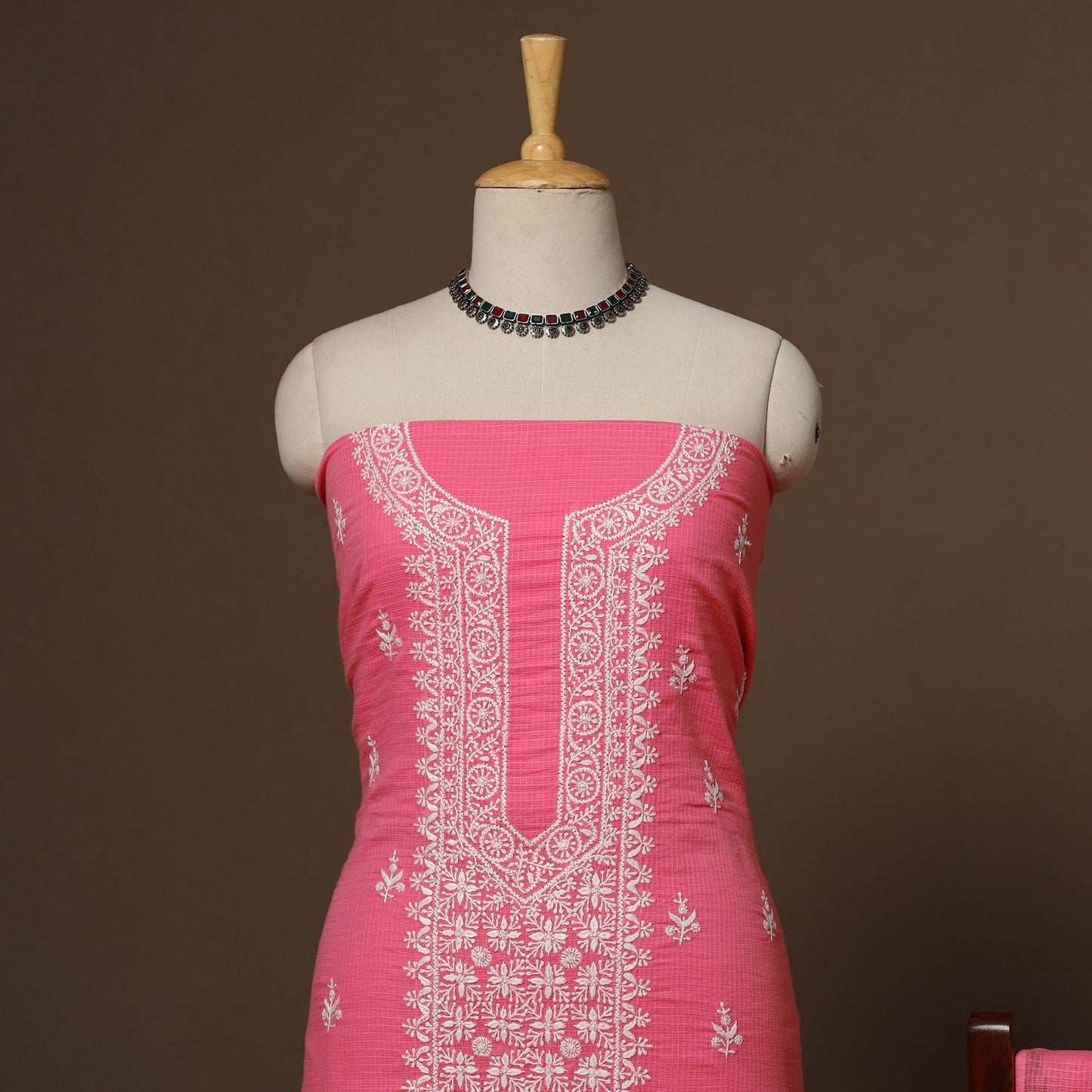 Kota doria cotton chikankari hand embroidered 2pc
