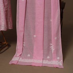 Pink - kota doria cotton chikankari hand embroidered 2pc