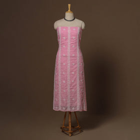 Pink - kota doria cotton chikankari hand embroidered 2pc
