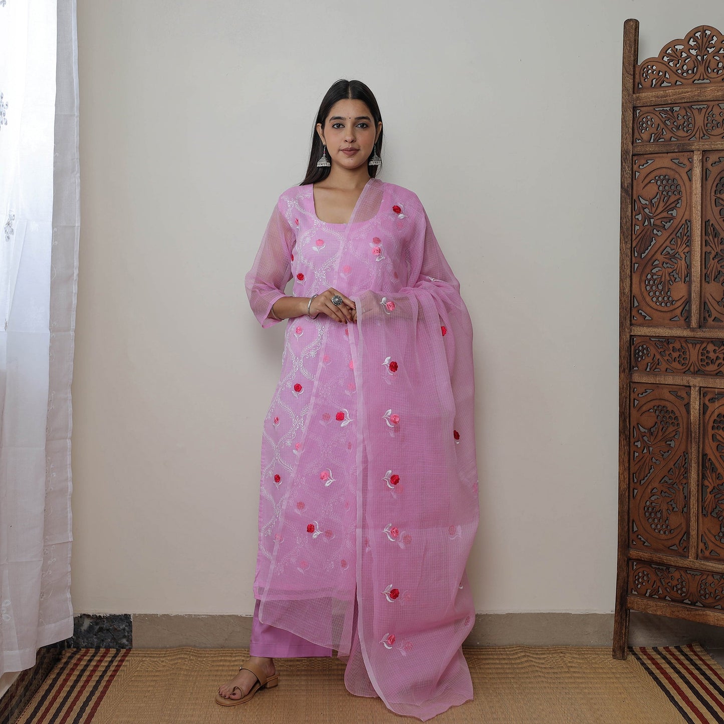 Kota Doria Embroidered Suit Set – Buy Online