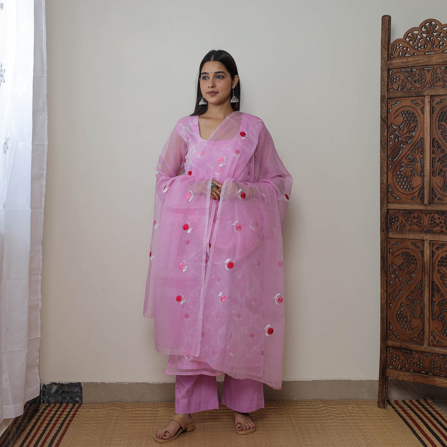 Kota Doria Embroidered Suit Set – Buy Online