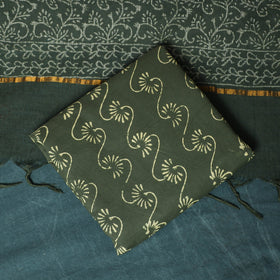 Kota doria cotton hand block jaipur print 3pc unstitched