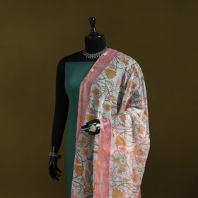 Kota doria cotton hand block print sanganeri floral dupatta