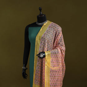 Kota doria cotton hand block print sanganeri floral dupatta