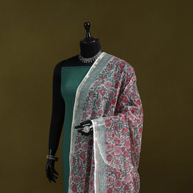 Kota doria cotton hand block print sanganeri floral dupatta