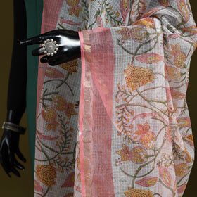 Kota doria cotton hand block print sanganeri floral dupatta