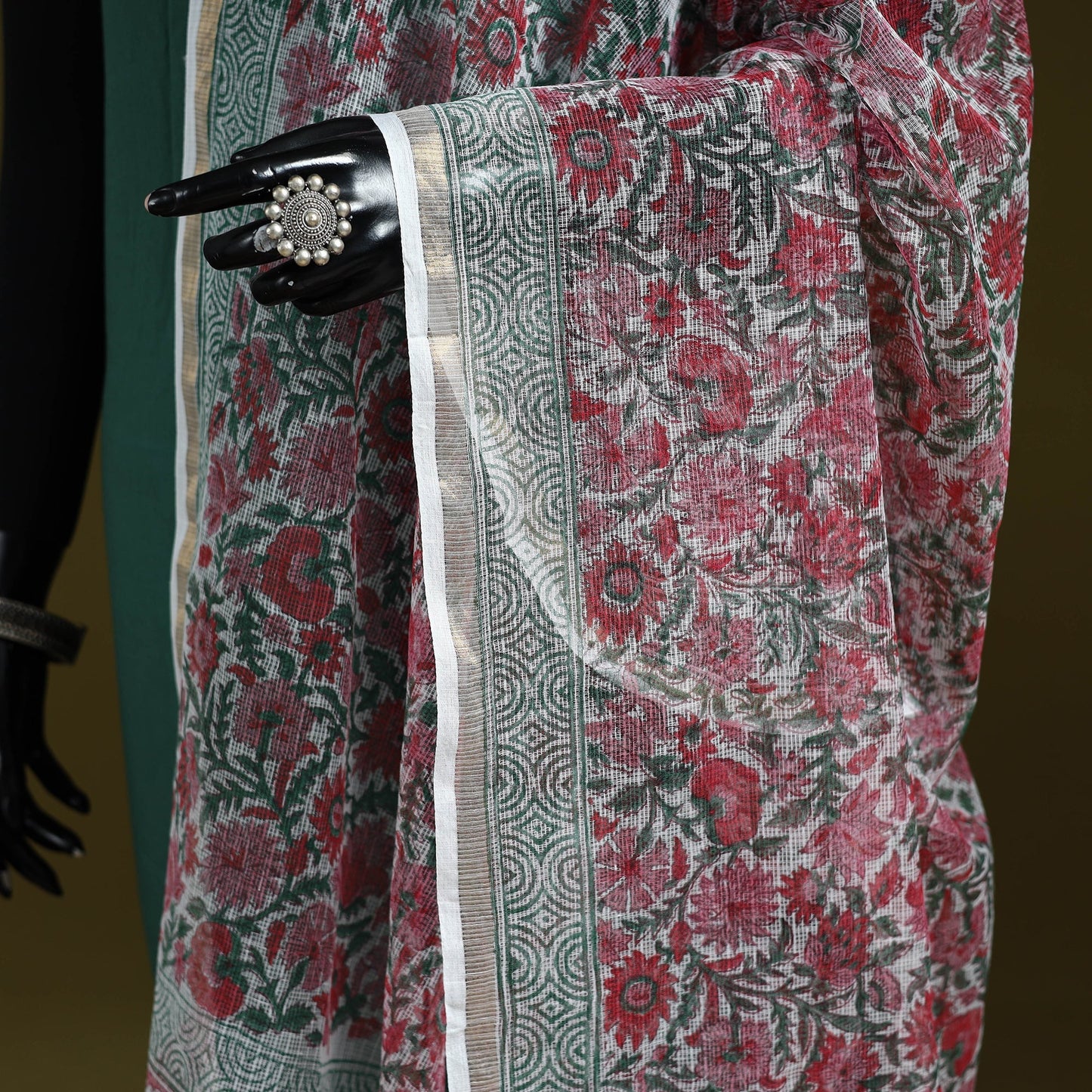 Kota doria cotton hand block print sanganeri floral dupatta