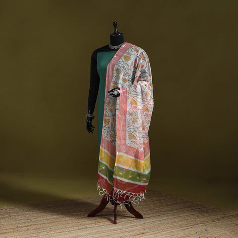 Kota doria cotton hand block print sanganeri floral dupatta